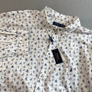 Polo Ralph Lauren Mens 5XB Stretch Classic Fit Sailboat Print Shirt